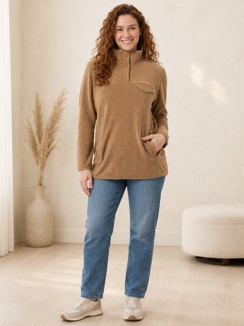 32 Degrees Heat Cozy Brown Fleece Pullover Teddy XL